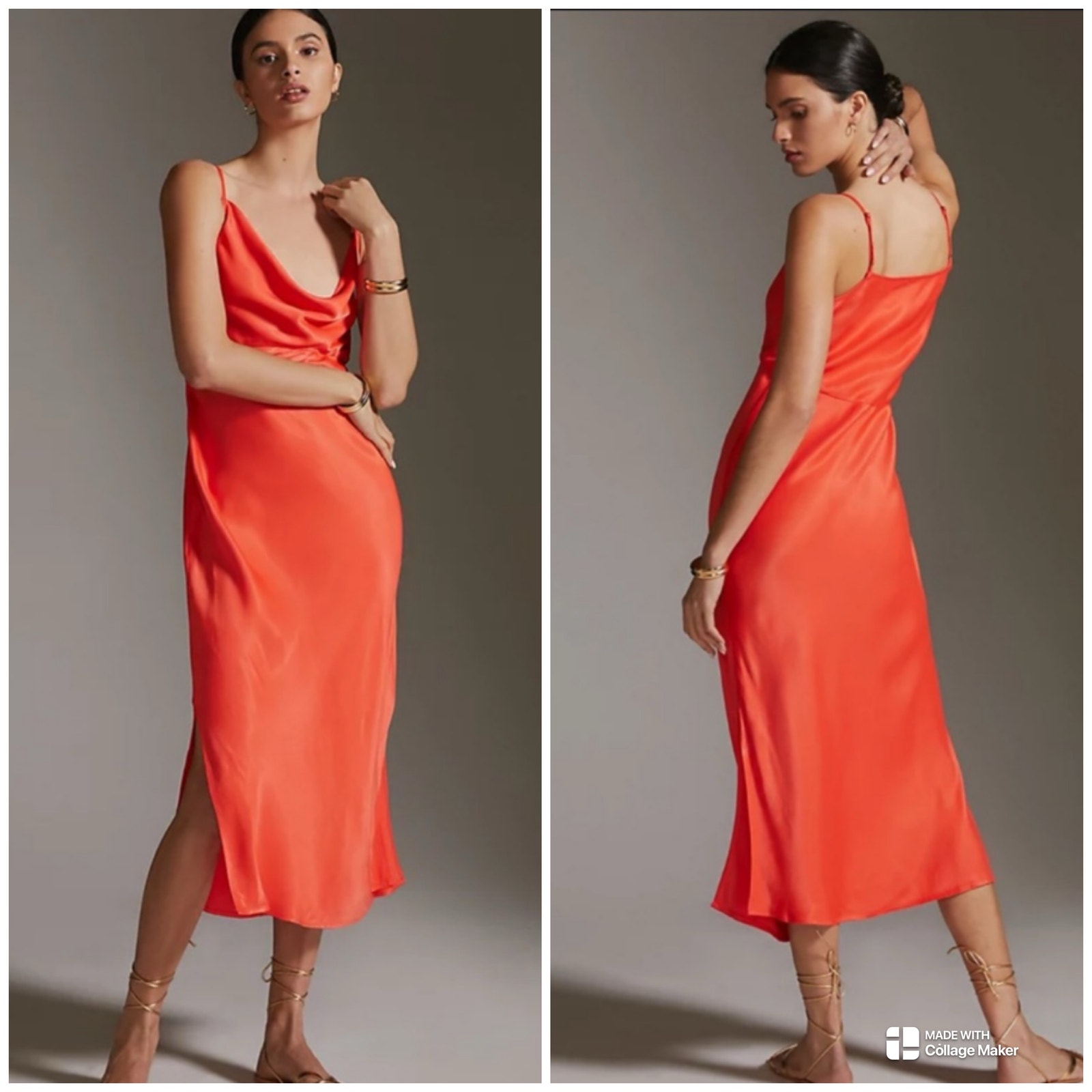 Anthropologie Dresses | Anthropologie The Elyse Bias Slip Dress Orange Size Small Euc Sexy Wedding Guest | Color: Orange | Size: S