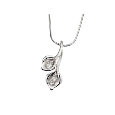 Goldmaid Anhänger mit Kette 925 Sterling Silber Gebürstet Zirkonia weiß Image