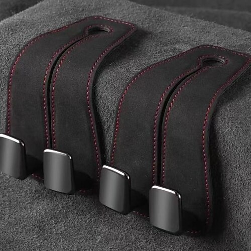 2 ganci doppi per schienale sedile auto – pelle scamosciata organizer in metallo per sedili posteriori, gancio portaoggetti per auto, accessorio per interni