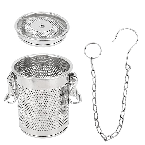 grande infusore per tè sfuso, colini in acciaio inox e filtro a maglia extra fine per spezie con gancio a catena e coperchio