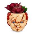 vasi per piante con teste spaventose, vasi per piante grasse con piccoli fiori e viso, vasi con foro di drenaggio per interni ed esterni, decorazioni per Halloween, resina