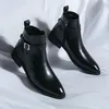 Chelsea Herrenstiefel mit seitlichem Reißverschluss, Business High-Top-Lederschuhe, Motorradstiefel, modische Stiefeletten, lässige Lederschuhe für Herren