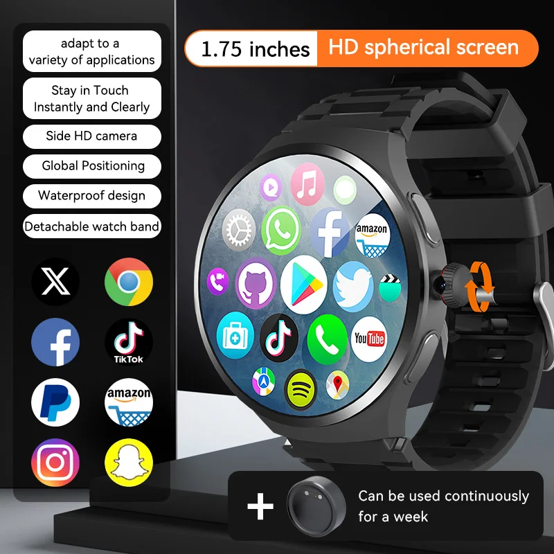 2025 NEUE VP50 Smartwatch 4g/5g SIM-Karte Android 10.0 System 180 ° Herausziehbare Kamera GPS WIFI Play Game WhatsApp Tiktok Smartwatch Image
