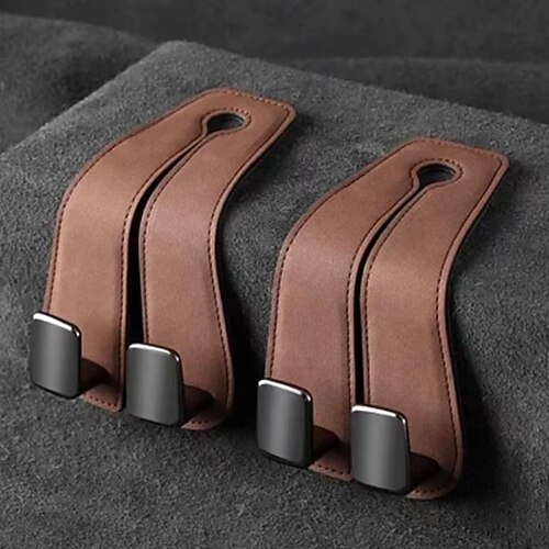 2 ganci doppi per schienale sedile auto – pelle scamosciata organizer in metallo per sedili posteriori, gancio portaoggetti per auto, accessorio per interni