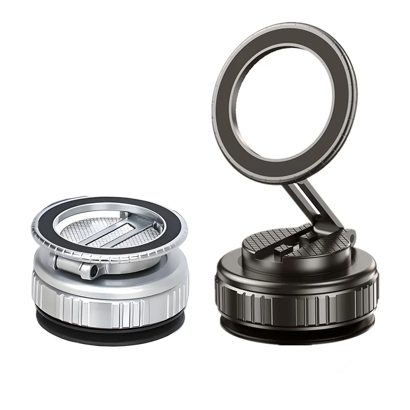 Metall-Vakuumsauger, magnetischer Autotelefonhalter, um 360 Grad drehbar, Küchenspiegel, Fitnessstudio, Badeständer für Samsung iPhone 16, 15, 14, 13, 12 Pro Max Image