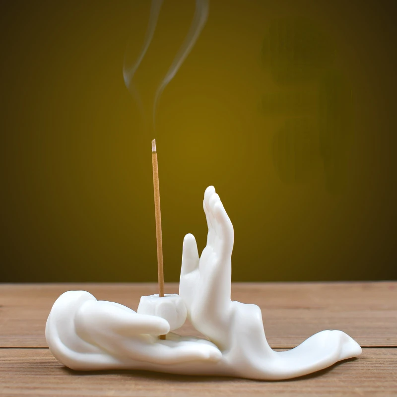Weißer Porzellan-Buddha-Räuchergefäß aus Keramik, neuer chinesischer Stil, Bergamotte-Räucherstäbchenhalter, 12,5 cm, Heimdekoration, Ornamente