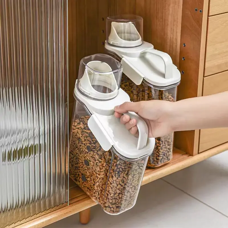 Récipient de stockage de nourriture pour animaux de compagnie étanche, sans BPA, tasse à mesurer et boucles d'étanchéité, distributeur de nourriture en plastique pour chiens et chats, 2lb, 2,5 l