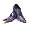 Britische Herren-Lederschuhe, schlanke, spitze Zehenpartie, lila Schnürung, einzelne Schuhe, Business-formelle Herrenschuhe, T-Shirt, Lederschuhe
