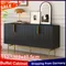 Anajqaqia Buffet moderne à 4 portes, meuble buffet avec poignées et pieds en métal doré, meuble de rangement pour salon, noir