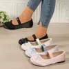 2025 Damen-Mary-Jane-Schuhe, Ballerinas, weibliche Schleife, Seidensatin-Schuhe, runde Zehen, flache Damen-Schuhe in Übergröße, flacher Mund