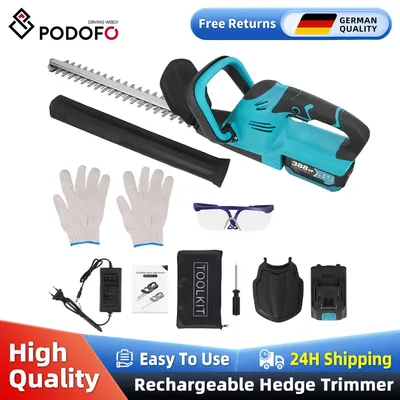 Podofo Electric Hedge Trimmer Lawn Mower Garden Landscaping Hedge Pruner Trimmer With 1 European Charger And 1 Battery