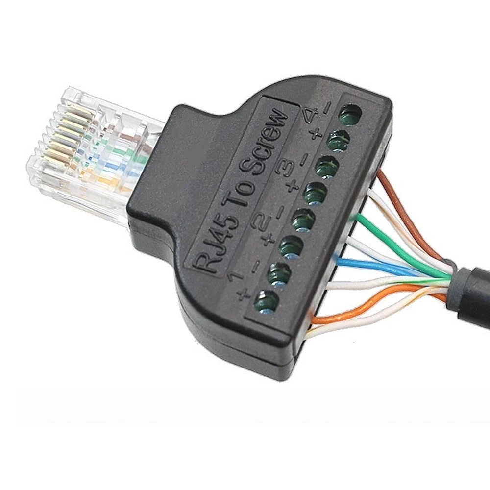 RJ45 auf 8-poliger Terminal-Adapter-Anschluss, 8P8C Netzwerk, Kristallkopf, Schraubklemmenblock, Kupferlegierung, Kontaktschraube, Abschluss Image