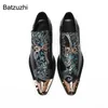 Batzuzhi Neue handgemachte Herrenschuhe spitze Eisenkappe schwarz blau Leder Kleid Schuhe Männer Slip auf Party, Business, Hochzeit Oxfords!