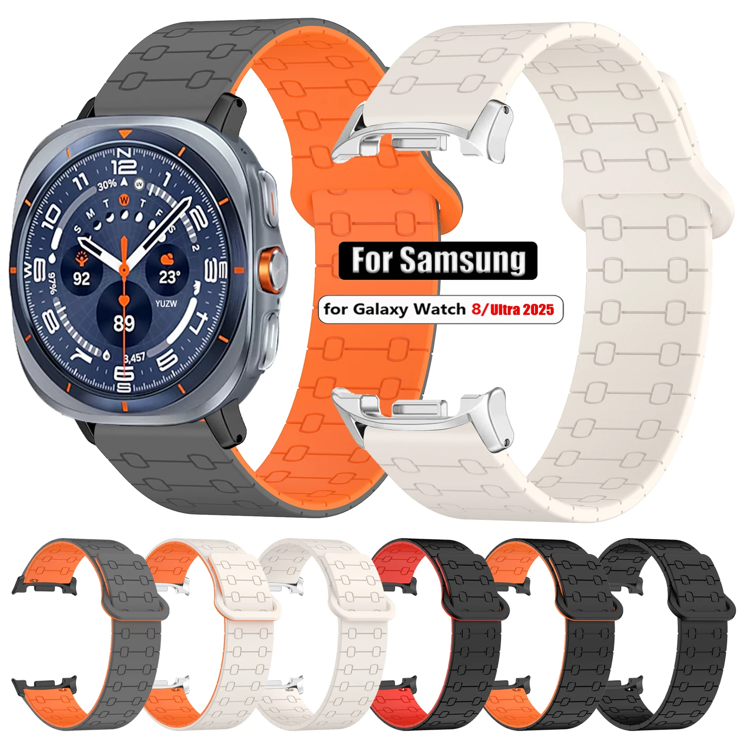 Magnetisches Silikonarmband für Samsung Galaxy Watch Ultra 47 mm, kein Lückenband für Samsung Watch 8/8 Classic 44 mm 40 mm 46 mm Armband Image