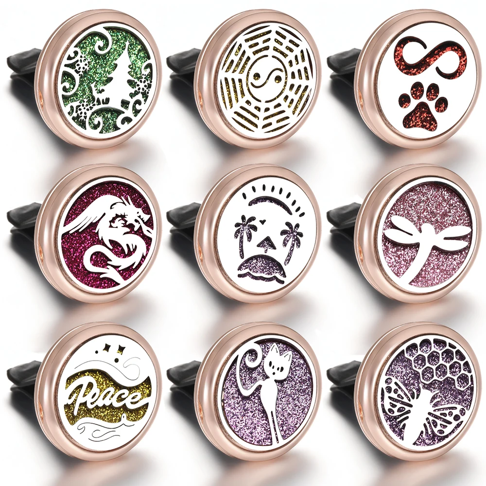 Trendige goldene mehrere Muster, Auto-Diffusor, Auto-Lufterfrischer, Belüftungsclip, Aromatherapie, ätherisches Öl, Medaillons, individuelles Logo Image