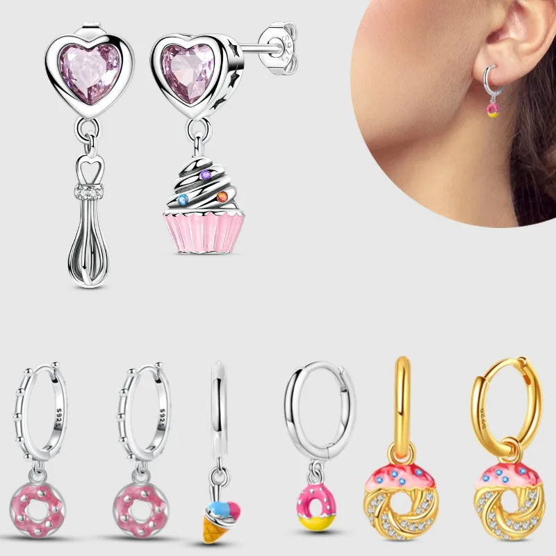 Niedliche Dessert-Ohrring-Serie aus 925er Silber, geeignet für Hochzeit, Verlobung, Geburtstagsparty-Geschenke für Damen Image