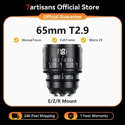 7artisans 65mm T2.9 Macro 2X Full Frame Manual Fixed Focus Macro Lens INFINTE Cine Lens for Canon RF/Nikon Z/Sony E Mount
