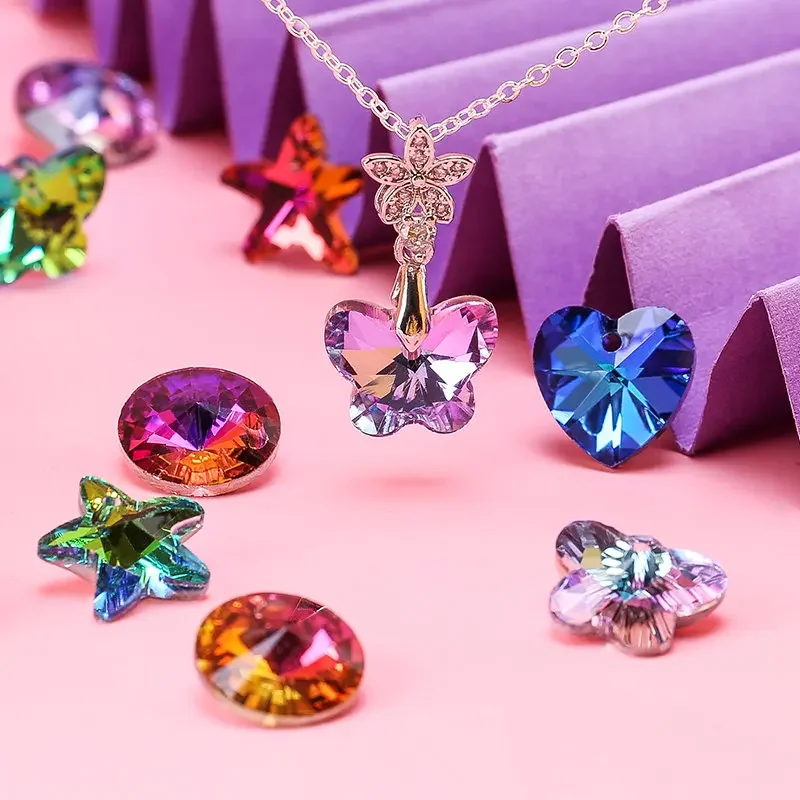 Glas Schmetterling Perlen Kristall Stern Charms Mehrfarbige Herz Anhänger Für Frauen Schmuck Machen DIY Halsketten Ohrring Erkenntnisse Image