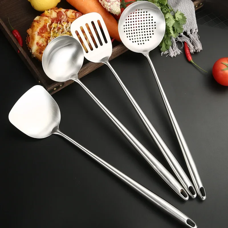 Spatule Wok en acier inoxydable 316, ustensiles de cuisine en métal, tourneur à fente, cuillère louche, outils de cuisine, ensemble d'ustensiles, accessoires de cuisine