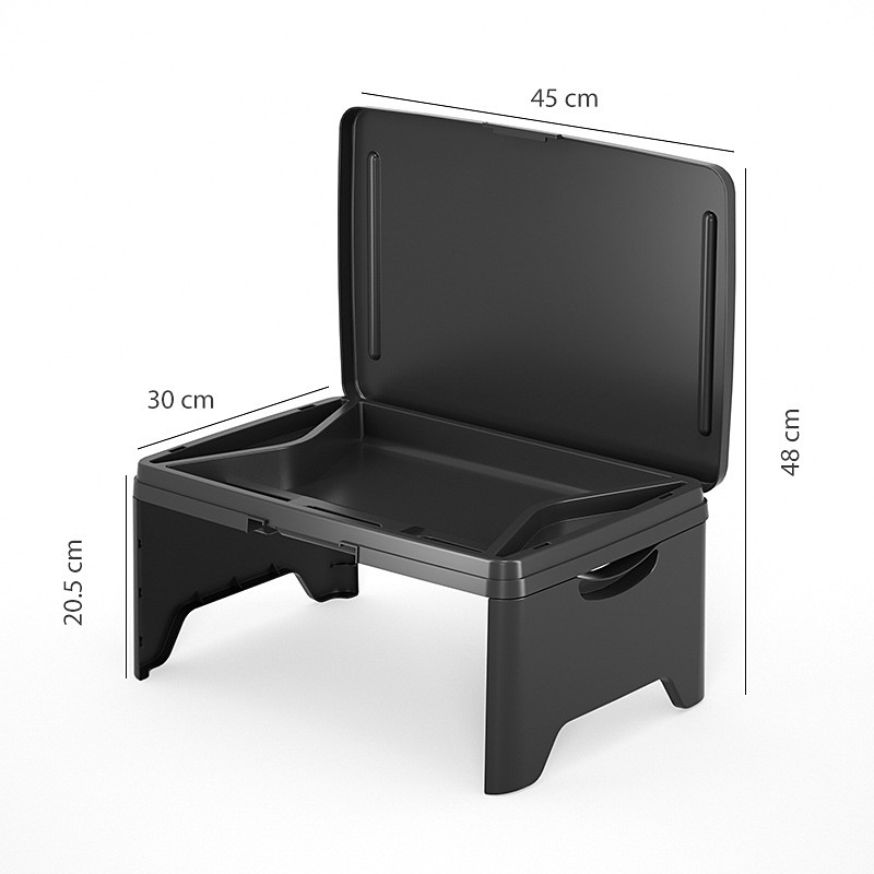 Portable Folding Desk with Storage, Multifunctional Laptop Table with Carrying Handle for Car, Dorm, and Bed - PP Material