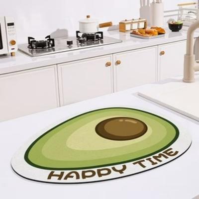 Kitchen Drain Mat Cartoon Silicone Diatom Mud Water Absorbent Mat for Countertop Table Coffee Table Dishware Heat Resistant Trivet Non-slip Home Kitchen Accessory