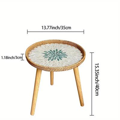 1 Piece Hand Woven Edge Table - Modern Triangular Base Edge Table Suitable for Living Rooms Terraces Offices - Compact Decorative Furniture Easy To Assemble Space Saving Design Multifunctional T