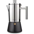Easyworkz Diego Piano cottura Macchina per caffè espresso Macchina per caffè italiano in acciaio inossidabile 6 tazze 10 once Moka Pentola per caffè espresso a induzione