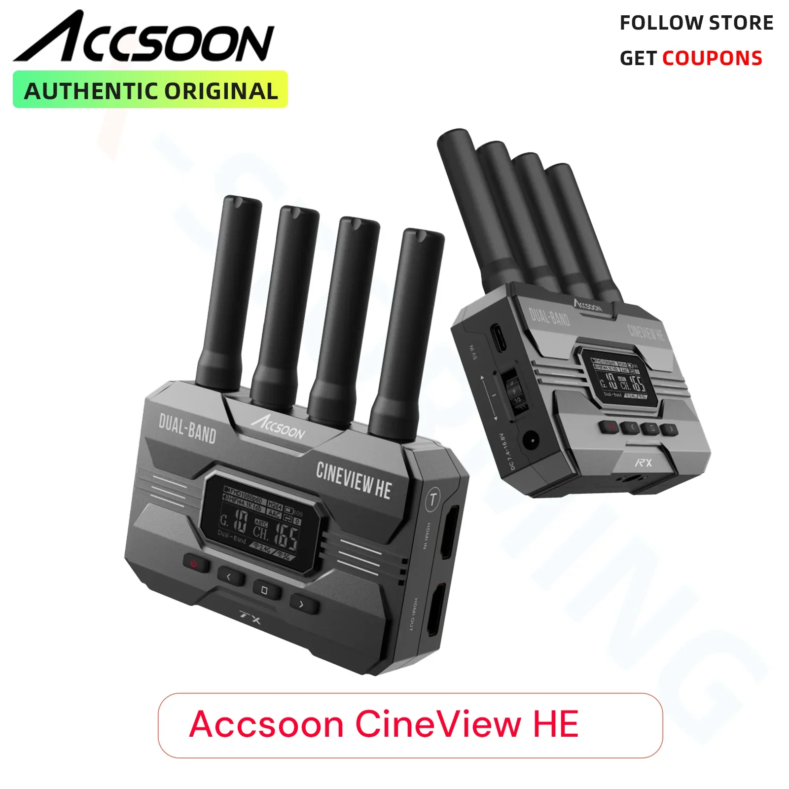 Accsoon CineView HE TX & RX wirelesTransmitter Receiver HDMI UVC NPF battery support live straming Accsoon SEE APP