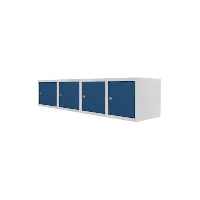 PROREGAL Mega Deal | 4x Schließfachwürfel Blocky mit Zylinderschloss + 2 Schlüssel | HxBxT 40x40x40cm | Lichtgrau/Blau | Tresor, Schließfach Image