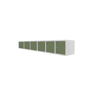 PROREGAL Mega Deal | 6x Schließfachwürfel Blocky mit Zylinderschloss + 2 Schlüssel | HxBxT 40x40x40cm | Lichtgrau/Grün | Tresor, Schließfach Image