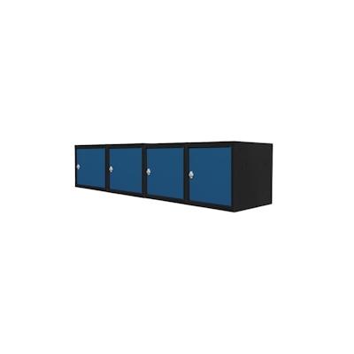 PROREGAL Mega Deal | 4x Schließfachwürfel Blocky mit Drehriegelschloss für Vorhängeschloss | HxBxT 40x40x40cm | Anthrazit/Enzianblau | Tresor Image