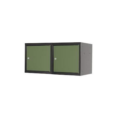 PROREGAL Mega Deal | 2x Schließfachwürfel Blocky mit Zylinderschloss + 2 Schlüssel | HxBxT 40x40x40cm | Anthrazit/Resedagrün | Tresor, Schließfach Image