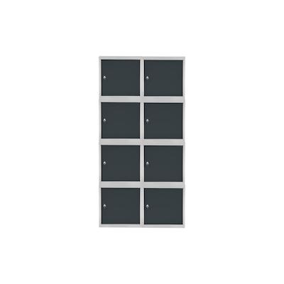 PROREGAL Mega Deal | 8x Schließfachwürfel Blocky mit Drehriegelschloss für Vorhängeschloss | HxBxT 40x40x40cm | Lichtgrau/Anthrazitgrau | Tresor Image