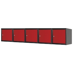 Proregal Mega Deal | 5x Schließfachwürfel Blocky mit Zylinderschloss + 2 Schlüssel | HxBxT 40x40x40cm | Anthrazit/Verkehrsrot Image