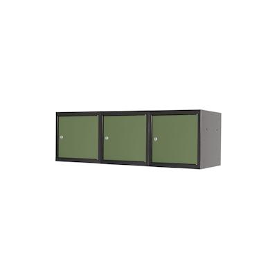 PROREGAL Mega Deal | 3x Schließfachwürfel Blocky mit Zylinderschloss + 2 Schlüssel | HxBxT 40x40x40cm | Anthrazit/Resedagrün | Tresor, Schließfach Image