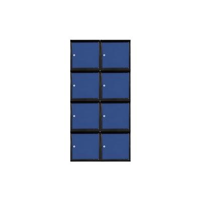 PROREGAL Mega Deal | 8x Schließfachwürfel Blocky mit Zylinderschloss + 2 Schlüssel | HxBxT 40x40x40cm | Anthrazit/Enzianblau | Tresor, Schließfach Image