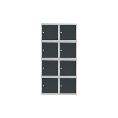PROREGAL Mega Deal | 8x Schließfachwürfel Blocky mit Zylinderschloss + 2 Schlüssel | HxBxT 40x40x40cm | Anthrazit/Lichtgrau | Tresor, Schließfach Image