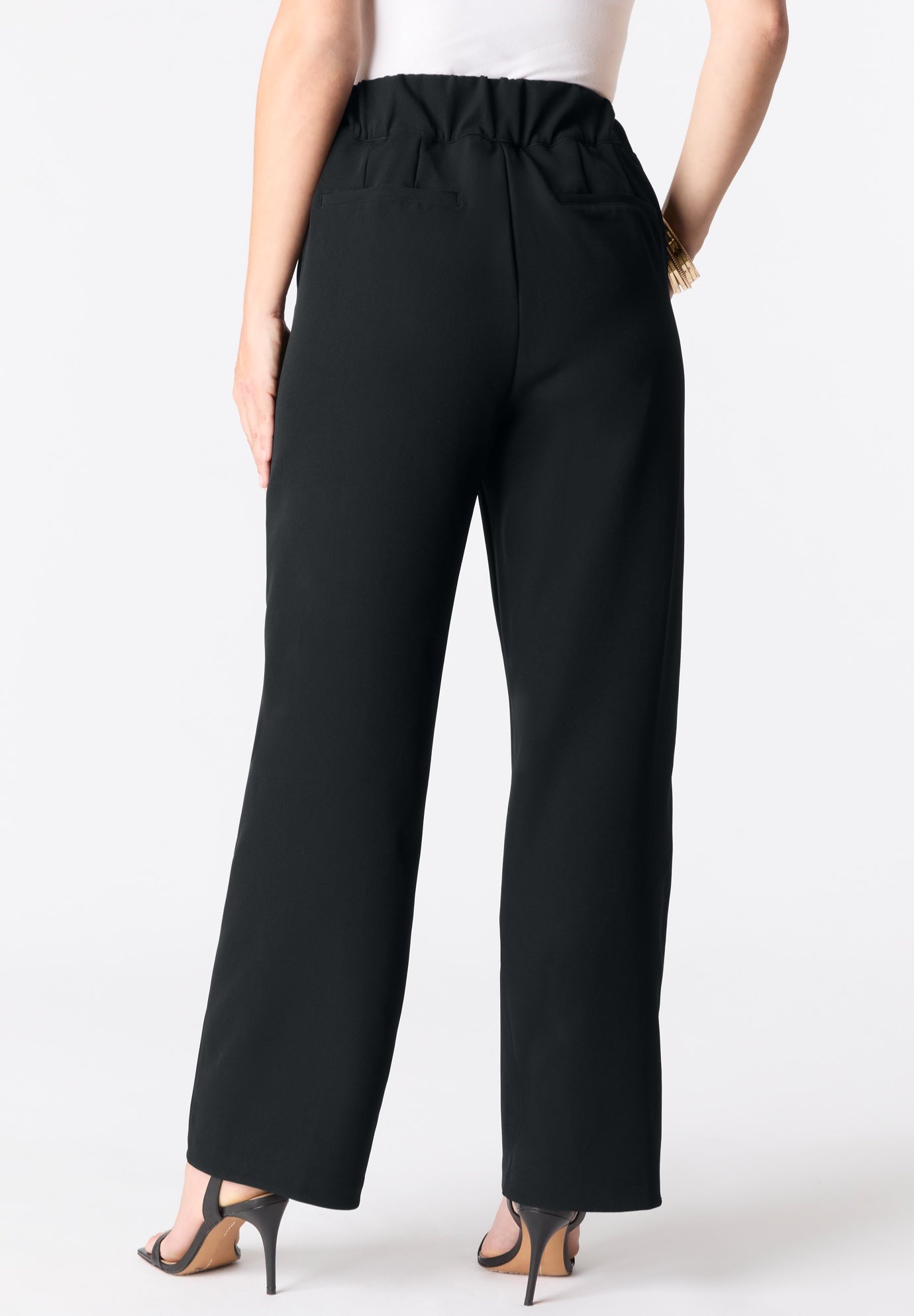 Plus Size Women's Plus Size Bi-Stretch Wide Leg Pant by Roaman's in Black (Size 30 W)