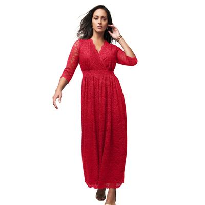 Plus Size Women's Stretch Lace Maxi Dress by Jessica London in Classic Red (Size 20 W)