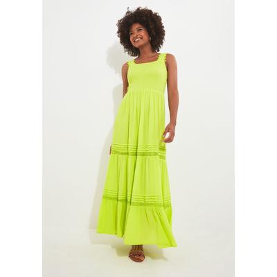 Plus Size Women's Square Neck Crinkle Maxi Dress by Joe Browns in Lime (Size 18/20)