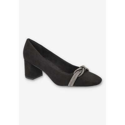 Wide Width Women's Marigold Square Toe Pump by Bella Vita in Black Suede (Size 9 1/2 W)
