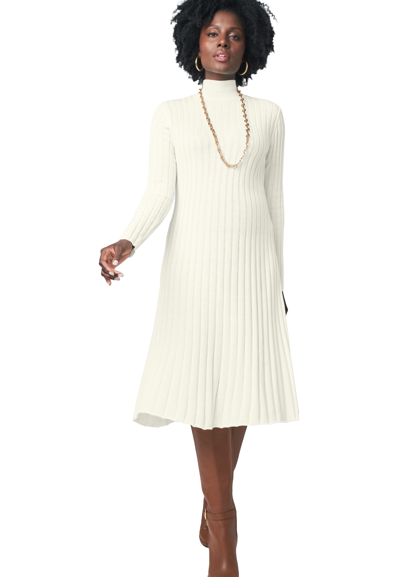 Plus Size Women's Mock Neck Midi Sweater Dress by Jessica London in Ivory (Size 4X)