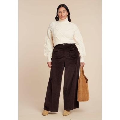 Plus Size Women's Corduroy Patch Pocket Pant by ELOQUII in Brunette (Size 26)