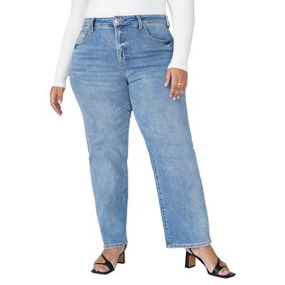 Plus Size Women's The Naomi Comfort Stretch Straight Leg Jean by ELOQUII in Medium Wash Denim (Size 32)