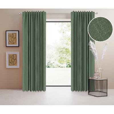 Verdunkelungsvorhang "Marusha" Gr. 1, grün (dunkelgrün), B:135cm H:145cm, Polyester, Polyester, LEGER HOME BY LENA GERCKE, Gardinen, Verdunkelnder Vorhang, blickdicht, Leinenoptik, verschiede Größen Image