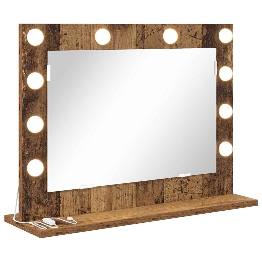 vidaXL Kosmetikspiegel Altholz 60 x 45 x 18 cm Holzwerkstoff und Glas Image