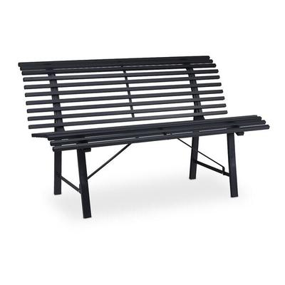 relaxdays Stahl-Gartenbank für 2 Personen anthrazit, 130 cm Image