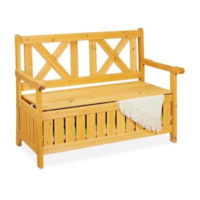 relaxdays Holz-Gartenbank mit Stauraum natur, 106 cm Image