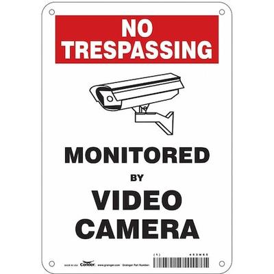 CONDOR 453N65 Security Sign, 10 in Height, 7 in Width, Aluminum, Horizontal