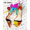 Neueste Sommer-Schmetterlingsflügel-Knöchelwickelschuhe, sexy Damen-Sandalen, spitze Zehen, Fliege, dünne High Heels, Party-Schuhe, große Größen 42